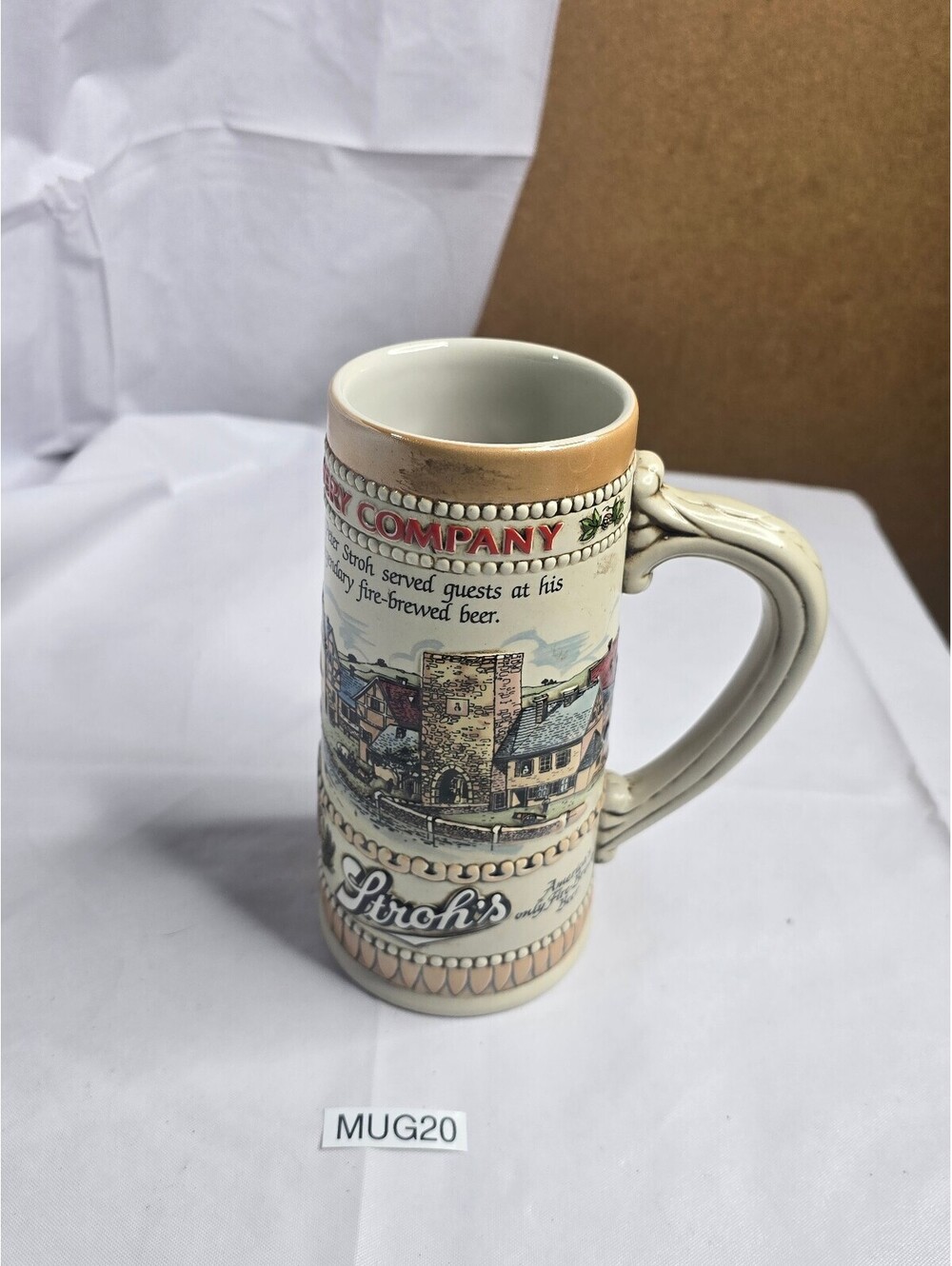 Vintage Stroh's Heritage Series II Beer Stein Mug Ceramarte Brazil 1980s